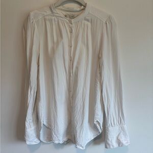 LOFT Cream Long Sleeve Button Down Blouse